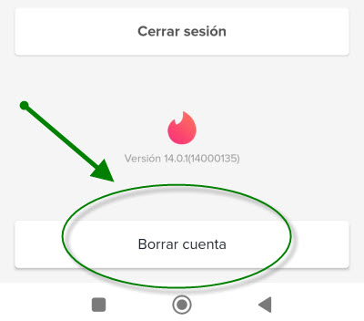borrar cuenta tinder