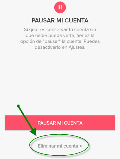 pausar cuenta tinder