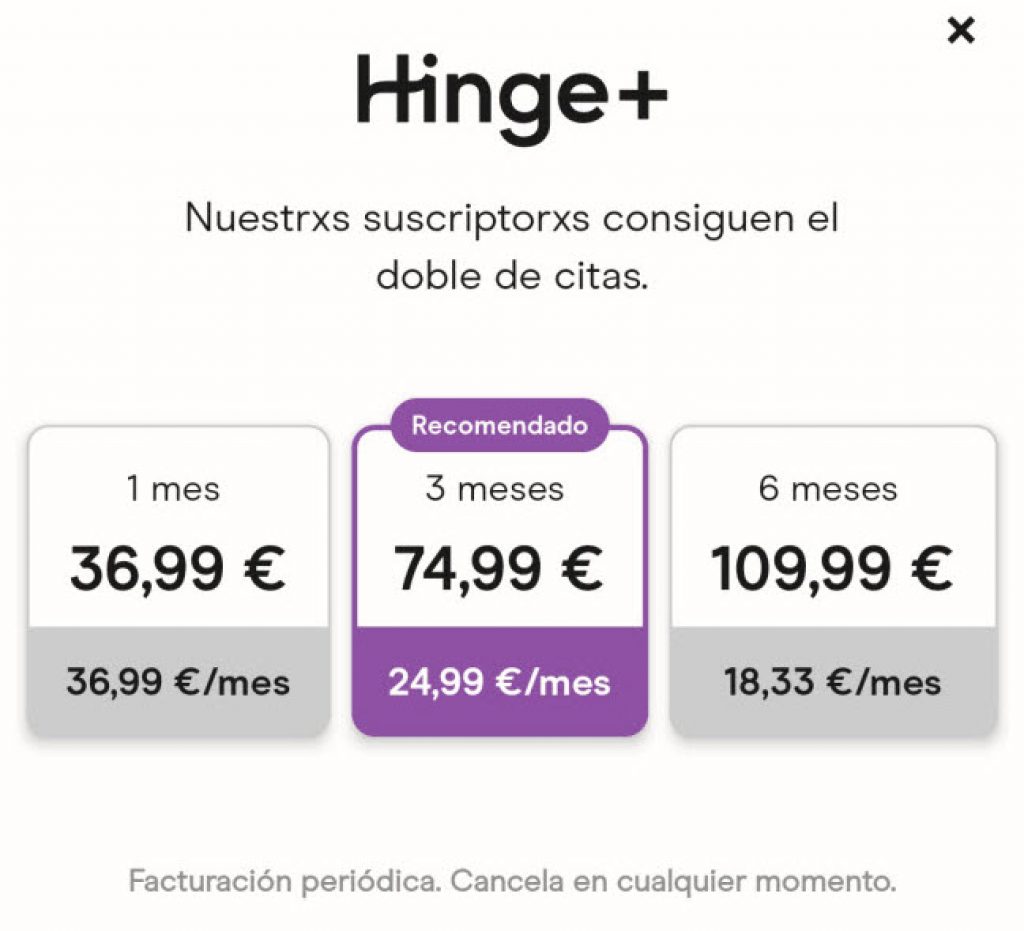 precio Hinge Plus