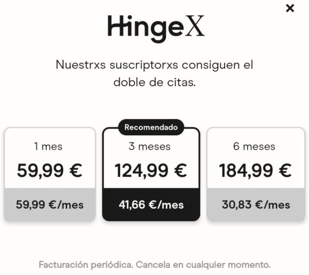 precio HingeX