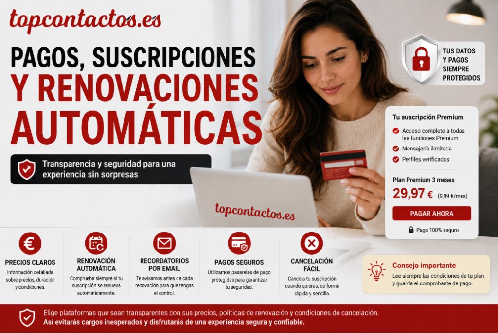Pagos, suscripciones y renovaciones automáticas