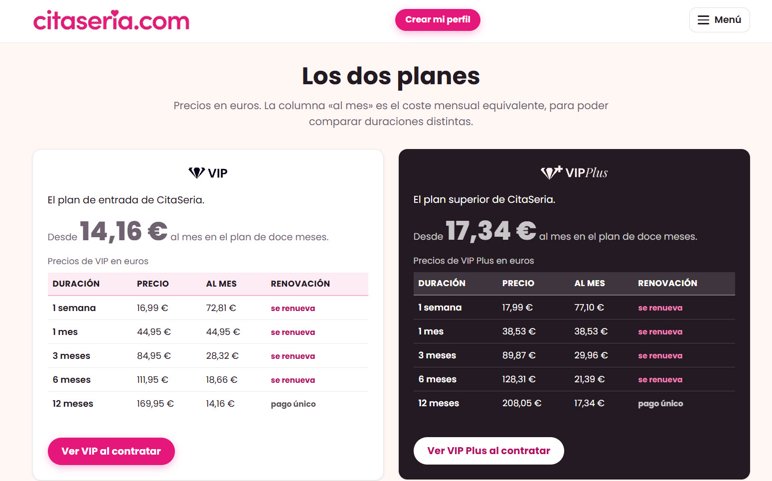 CitaSeria precios